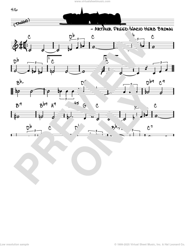 Temptation sheet music for voice and other instruments (real book) by Nacio Herb Brown and Arthur Freed, intermediate skill level