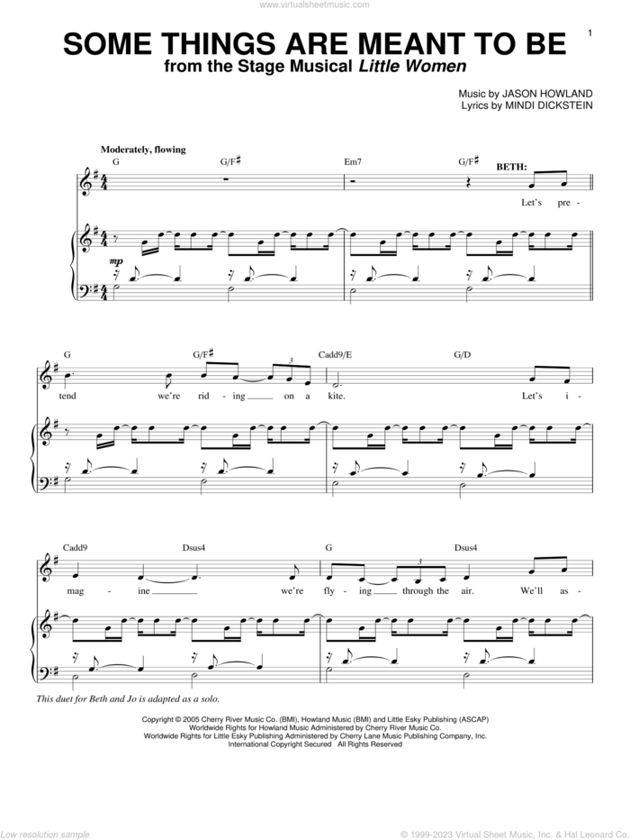 Some Things Are Meant To Be sheet music for voice and piano by Mindi Dickstein and Jason Howland, intermediate skill level