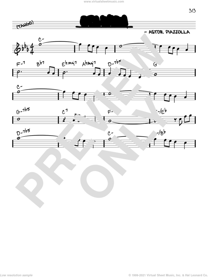 Oblivion sheet music for voice and other instruments (real book) by Astor Piazzolla, intermediate skill level