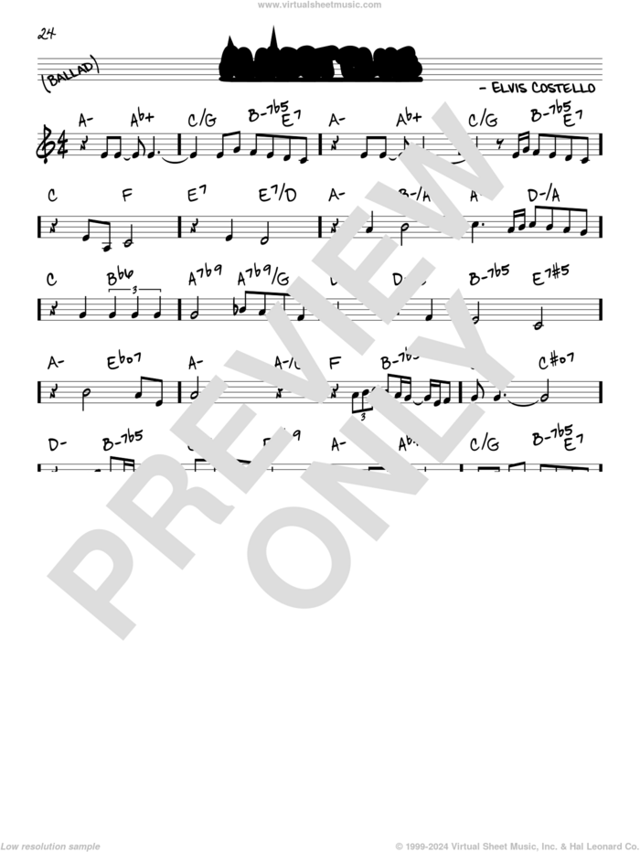 Almost Blue sheet music for voice and other instruments (real book) by Elvis Costello, intermediate skill level