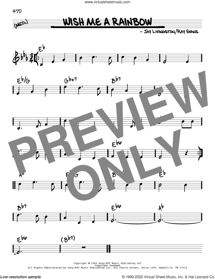Wish Me A Rainbow sheet music for voice and other instruments (real book) by Jay Livingston, Jay Livingston & Ray Evans and Ray Evans, intermediate skill level