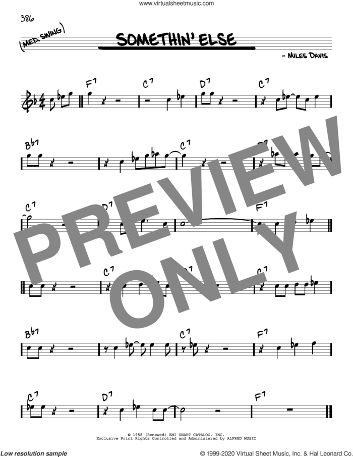 Somethin' Else sheet music for voice and other instruments (real book) by Miles Davis, intermediate skill level