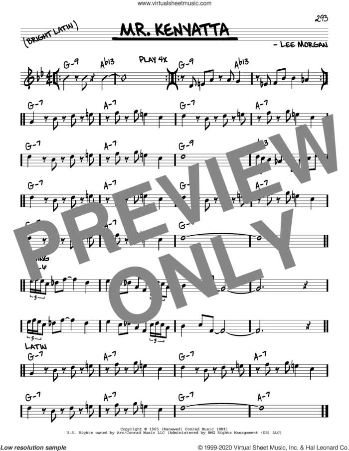 Mr. Kenyatta sheet music for voice and other instruments (real book) by Lee Morgan, intermediate skill level