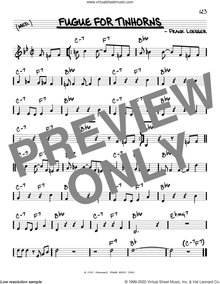 Fugue For Tinhorns sheet music for voice and other instruments (real book) by Frank Loesser, intermediate skill level