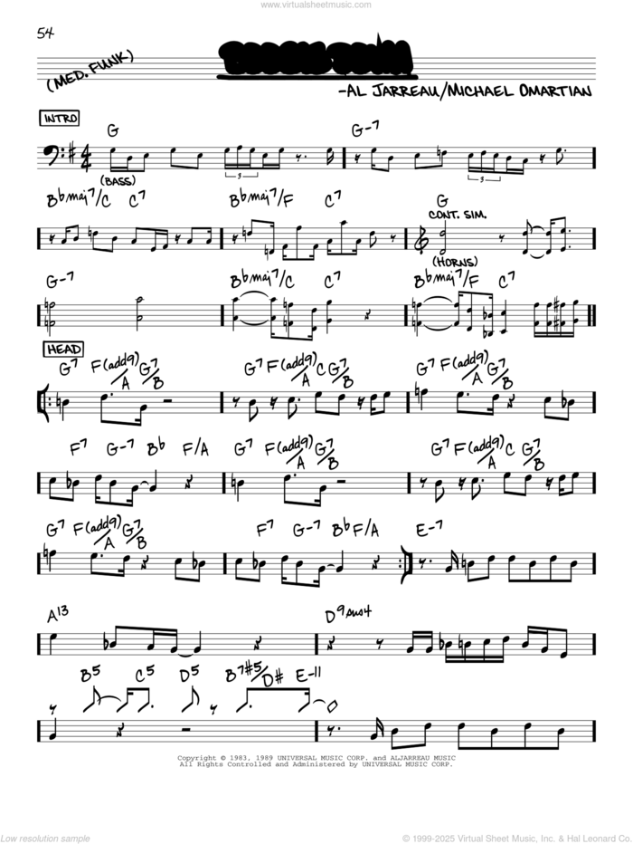 Boogie Down sheet music for voice and other instruments (real book) by Al Jarreau and Michael Omartian, intermediate skill level