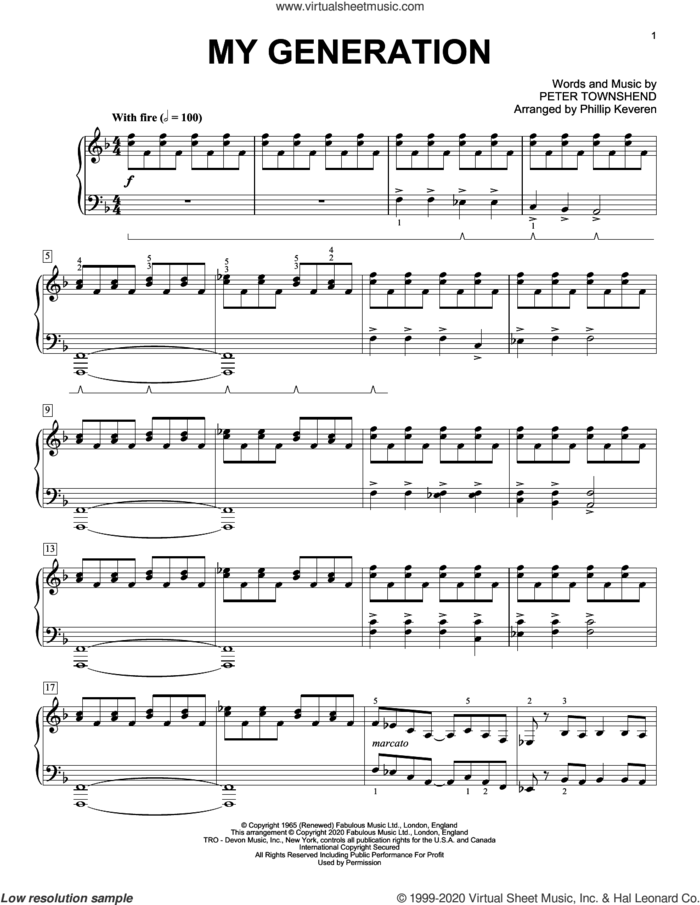 My Generation [Classical version] (arr. Phillip Keveren) sheet music for piano solo by The Who, Phillip Keveren and Pete Townshend, intermediate skill level