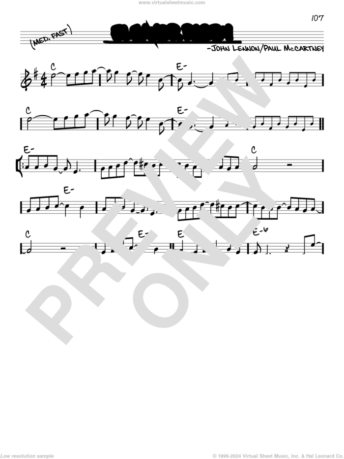 Eleanor Rigby sheet music for voice and other instruments (real book) by The Beatles, John Lennon and Paul McCartney, intermediate skill level
