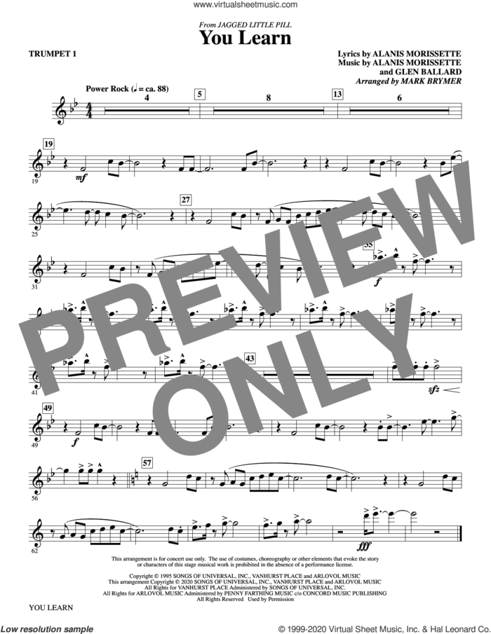 You Learn (from Jagged Little Pill) (arr. Mark Brymer) (complete set of parts) sheet music for orchestra/band by Mark Brymer, Alanis Morissette and Glen Ballard, intermediate skill level