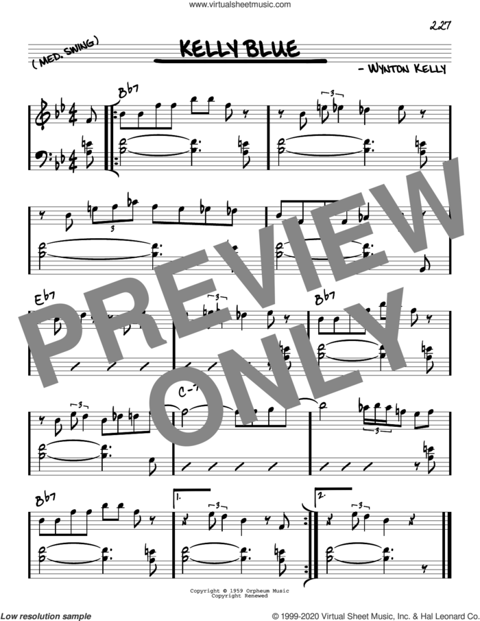 Kelly Blue sheet music for voice and other instruments (real book) by Wynton Kelly, intermediate skill level