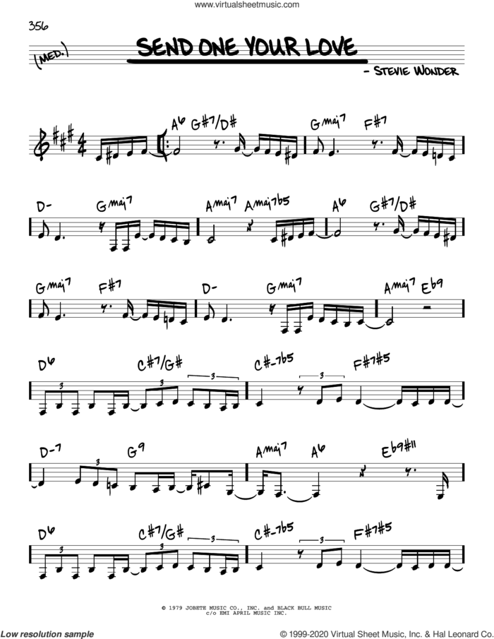 Send One Your Love sheet music for voice and other instruments (real book) by Stevie Wonder, intermediate skill level