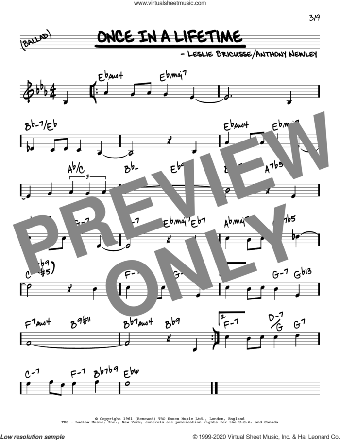 Once In A Lifetime sheet music for voice and other instruments (real book) by Leslie Bricusse, Anthony Newley and Leslie Bricusse and Anthony Newley, intermediate skill level