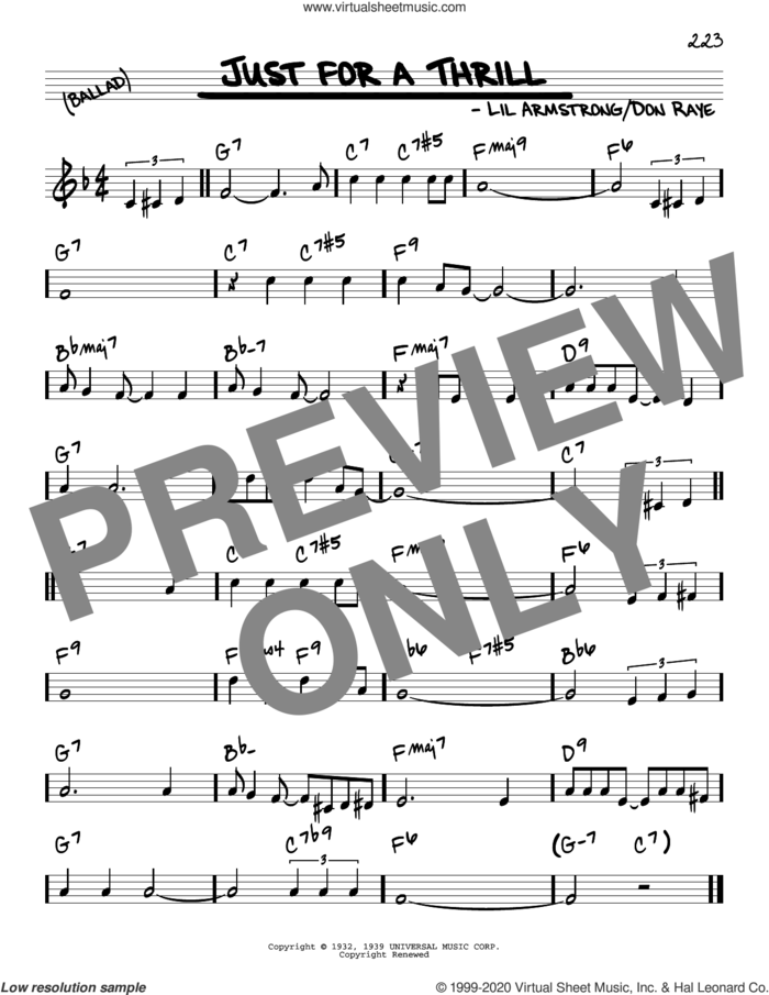 Just For A Thrill sheet music for voice and other instruments (real book) by Don Raye and Lillian Hardin Armstrong, intermediate skill level