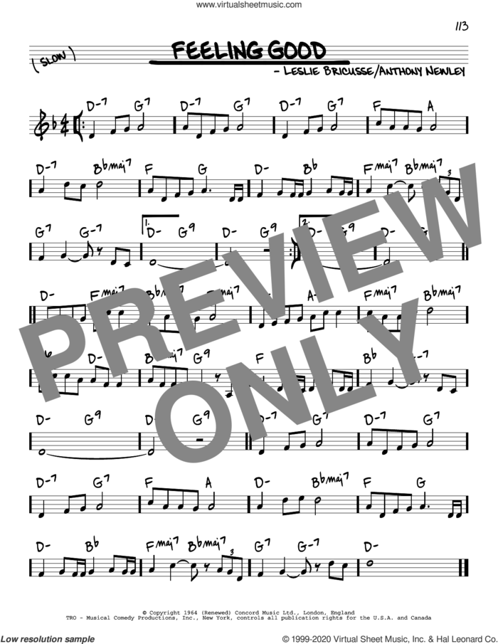 Feeling Good sheet music for voice and other instruments (real book) by Leslie Bricusse, Michael Buble, Anthony Newley and Leslie Bricusse and Anthony Newley, intermediate skill level