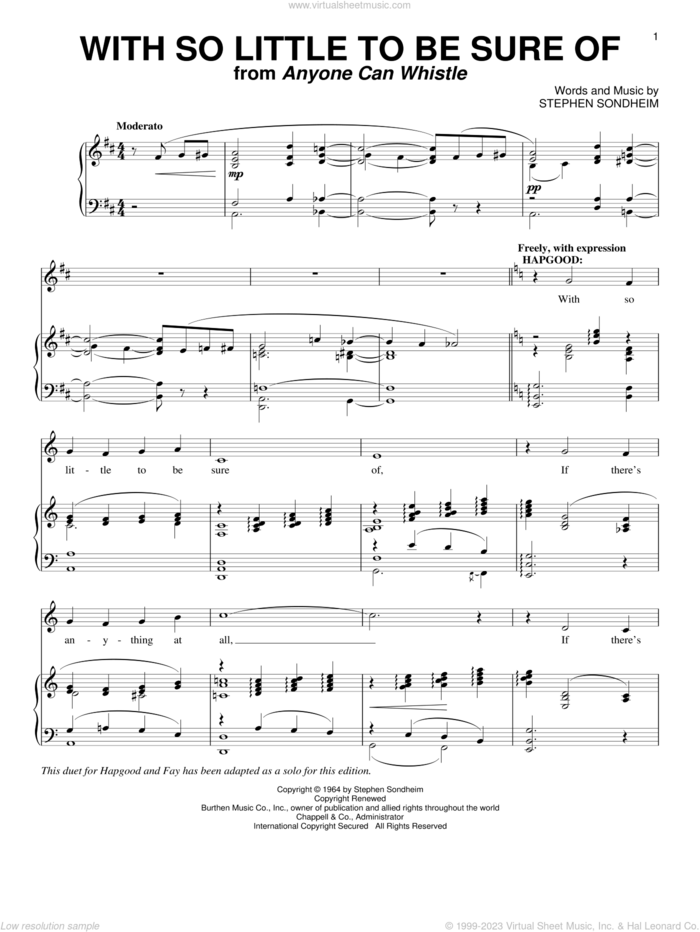 With So Little To Be Sure Of sheet music for voice and piano by Stephen Sondheim, intermediate skill level