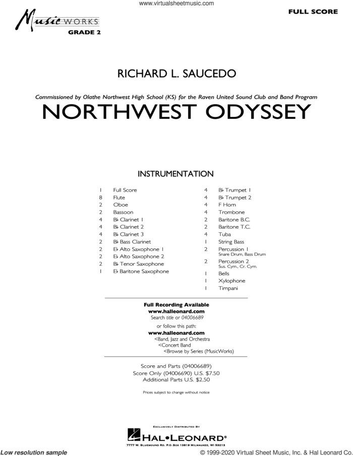 Northwest Odyssey (COMPLETE) sheet music for concert band by Richard L. Saucedo, intermediate skill level