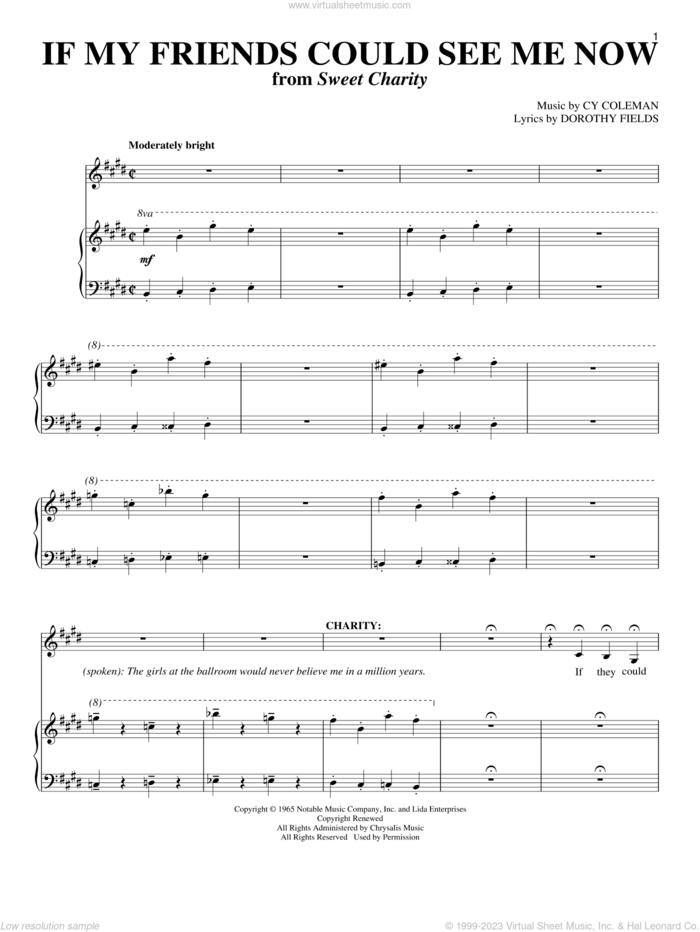 If My Friends Could See Me Now sheet music for voice and piano by Cy Coleman and Dorothy Fields, intermediate skill level