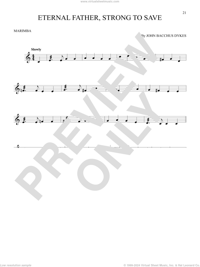 Eternal Father, Strong To Save sheet music for Marimba Solo by John Bacchus Dykes and William Whiting, intermediate skill level