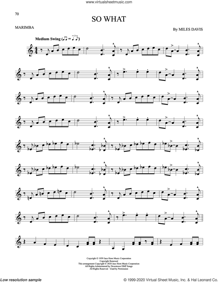 So What sheet music for Marimba Solo by Miles Davis, intermediate skill level
