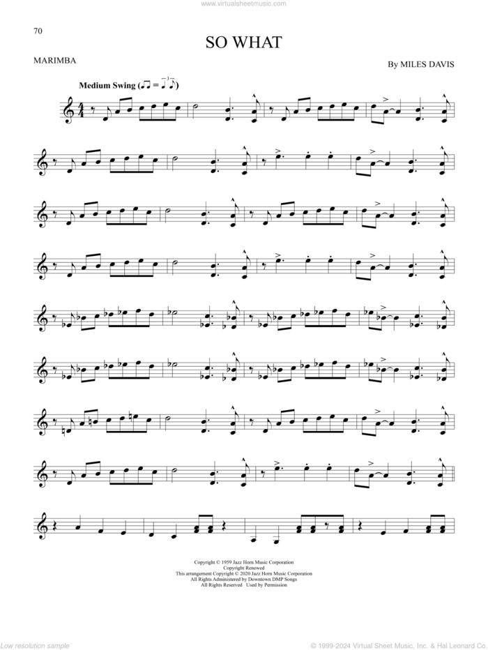 So What sheet music for Marimba Solo by Miles Davis, intermediate skill level