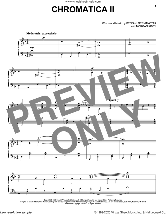 Chromatica II sheet music for voice, piano or guitar by Lady Gaga and Morgan Kibby, intermediate skill level