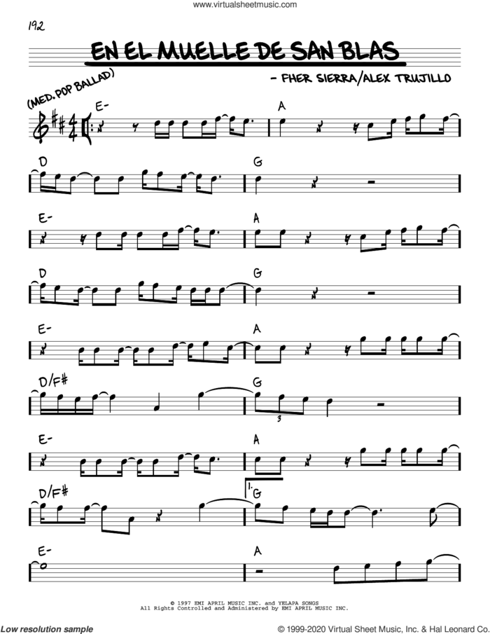En El Muelle De San Blas sheet music for voice and other instruments (real book) by Mana, Alex Trujillo and Fher Sierra, intermediate skill level