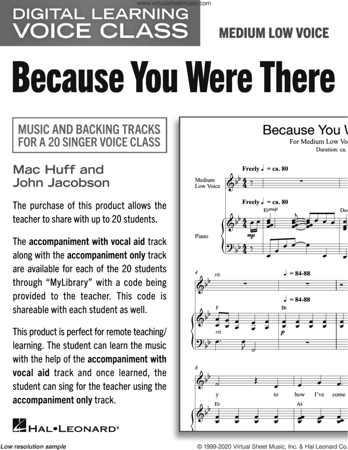Because You Were There (Medium Low Voice) (includes Audio) sheet music for voice and piano (Medium Low Voice) by Mac Huff and John Jacobson, John Jacobson and Mac Huff, intermediate skill level