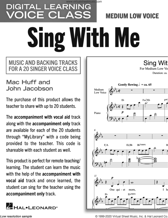 Sing With Me (Medium Low Voice) (includes Audio) sheet music for voice and piano (Medium Low Voice) by Mac Huff and John Jacobson, John Jacobson and Mac Huff, intermediate skill level