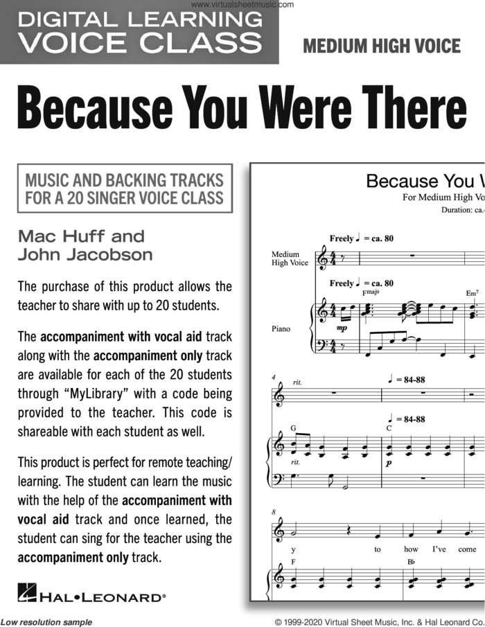 Because You Were There (Medium High Voice) (includes Audio) sheet music for voice and piano (Medium High Voice) by Mac Huff and John Jacobson, John Jacobson and Mac Huff, intermediate skill level