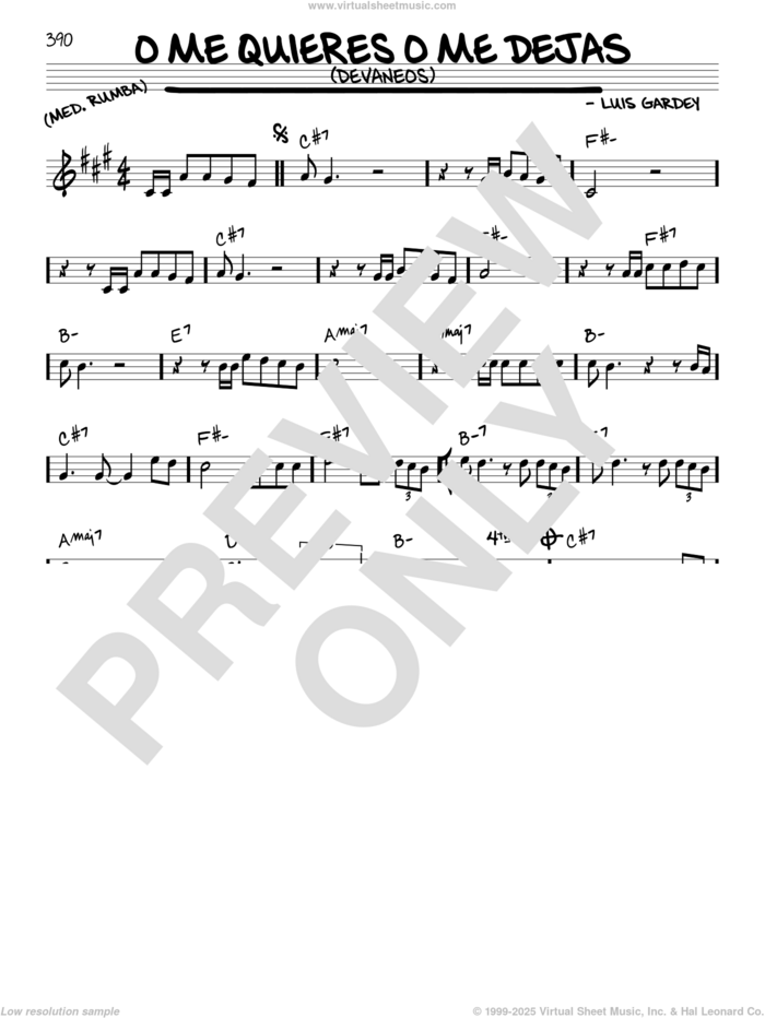 O Me Quieres O Me Dejas (Devaneos) sheet music for voice and other instruments (real book) by Julio Iglesias and Luis Gardey, intermediate skill level