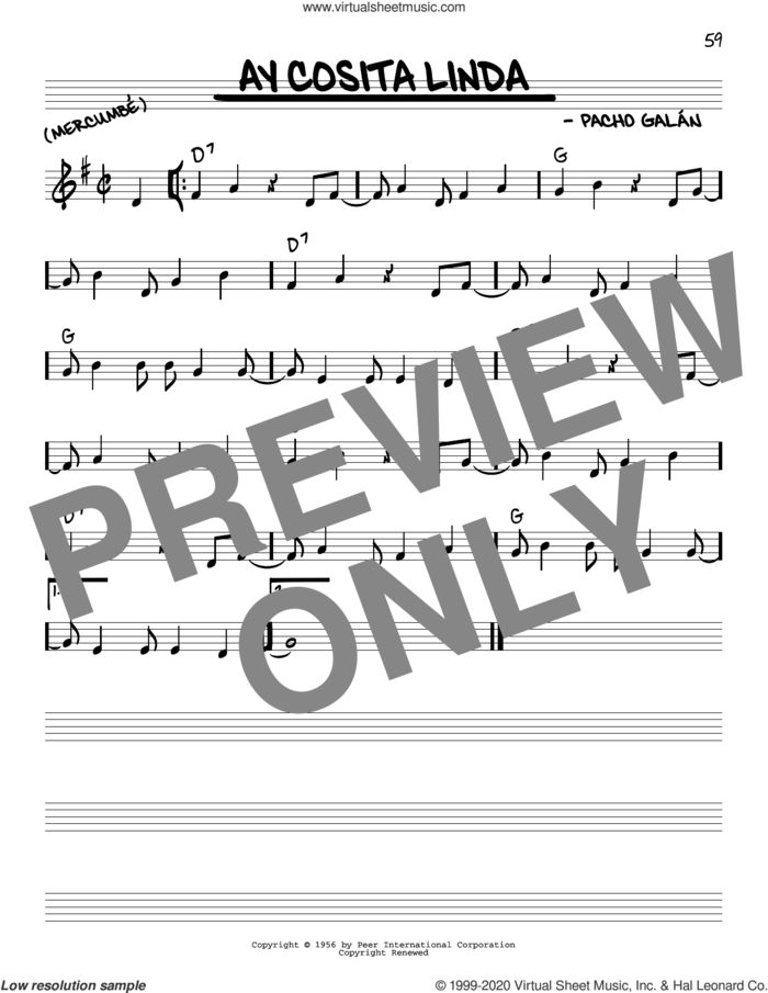 Ay Cosita Linda sheet music for voice and other instruments (real book) by Pacho Galan, intermediate skill level