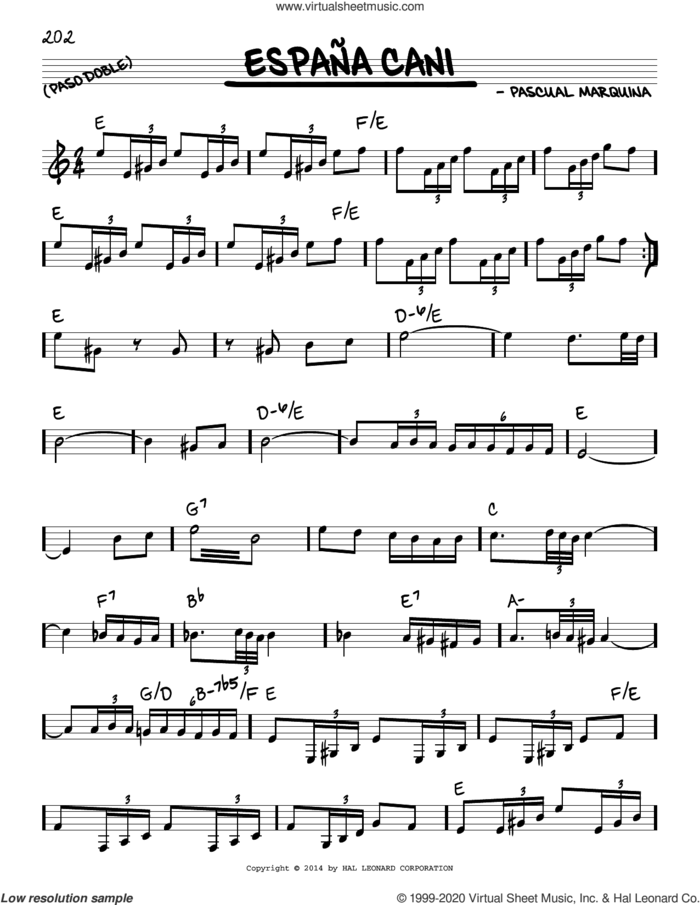 Espana Cani sheet music for voice and other instruments (real book) by Pascual Marquina, intermediate skill level