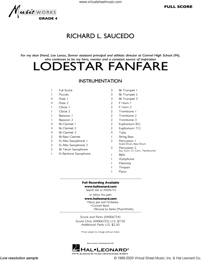 Lodestar Fanfare (COMPLETE) sheet music for concert band by Richard L. Saucedo, intermediate skill level