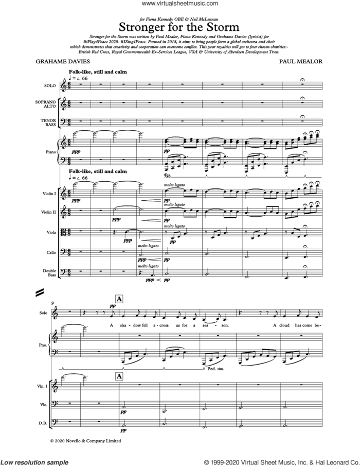 Stronger For The Storm sheet music for orchestra/band (full score) by Paul Mealor, Fiona Kennedy and Grahame Davies, classical score, intermediate skill level