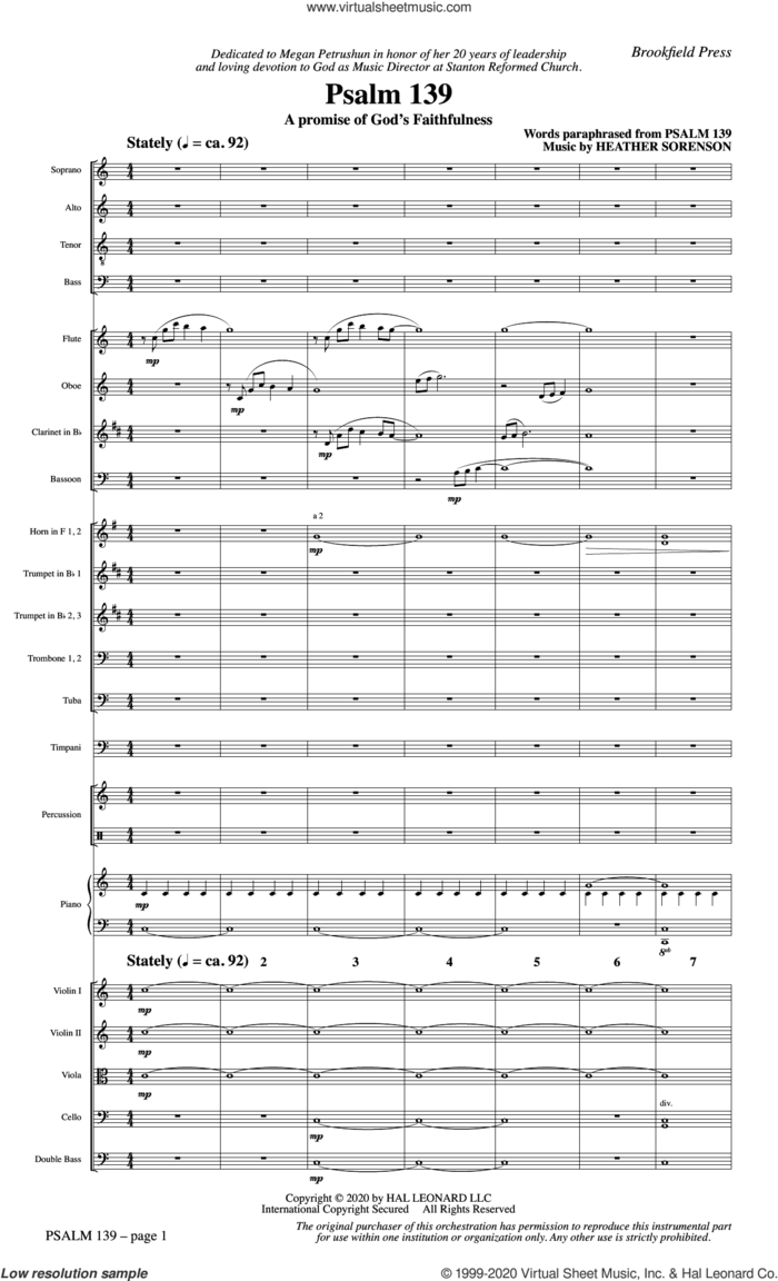Psalm 139 (A Promise of God's Faithfulness) (COMPLETE) sheet music for orchestra/band by Heather Sorenson and Psalm 139, intermediate skill level