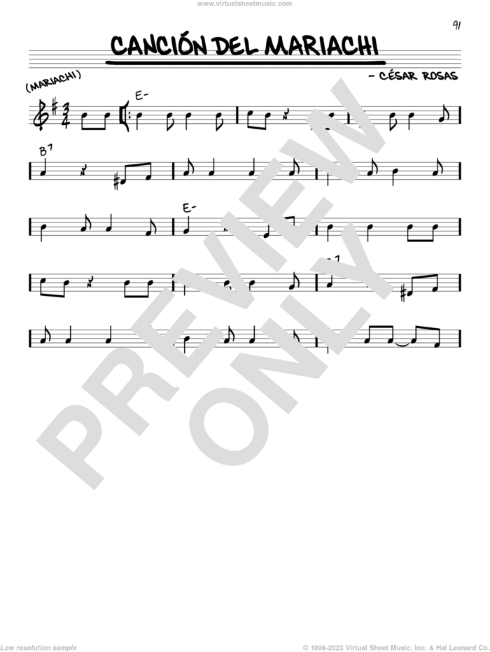 Cancion Del Mariachi sheet music for voice and other instruments (real book) by Cesar Rosas, intermediate skill level