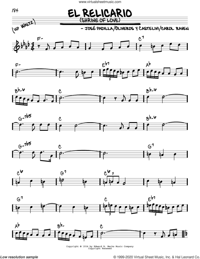 El Relicario (Shrine Of Love) sheet music for voice and other instruments (real book) by Jose Padilla, Carol Raven and Oliveros y Castelivi, intermediate skill level