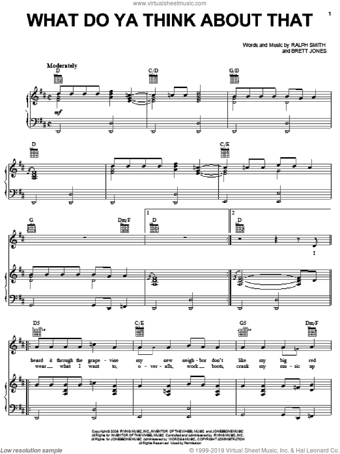 What Do Ya Think About That sheet music for voice, piano or guitar by Montgomery Gentry, Brett Jones and Ralph Smith, intermediate skill level