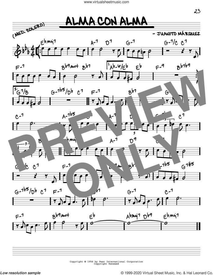 Alma Con Alma sheet music for voice and other instruments (real book) by Juanito Marquez, intermediate skill level