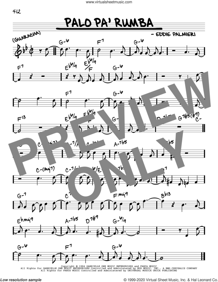 Palo Pa' Rumba sheet music for voice and other instruments (real book) by Eddie Palmieri, intermediate skill level