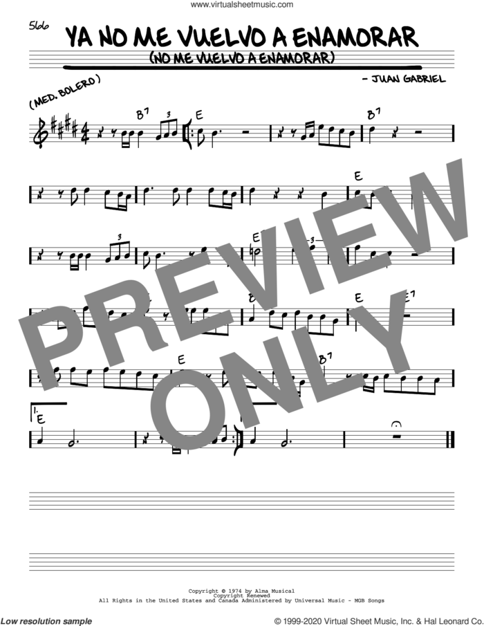 Ya no me vuelvo a enamorar (No me vuelvo a enamorar) sheet music for voice and other instruments (real book) by Juan Gabriel, intermediate skill level