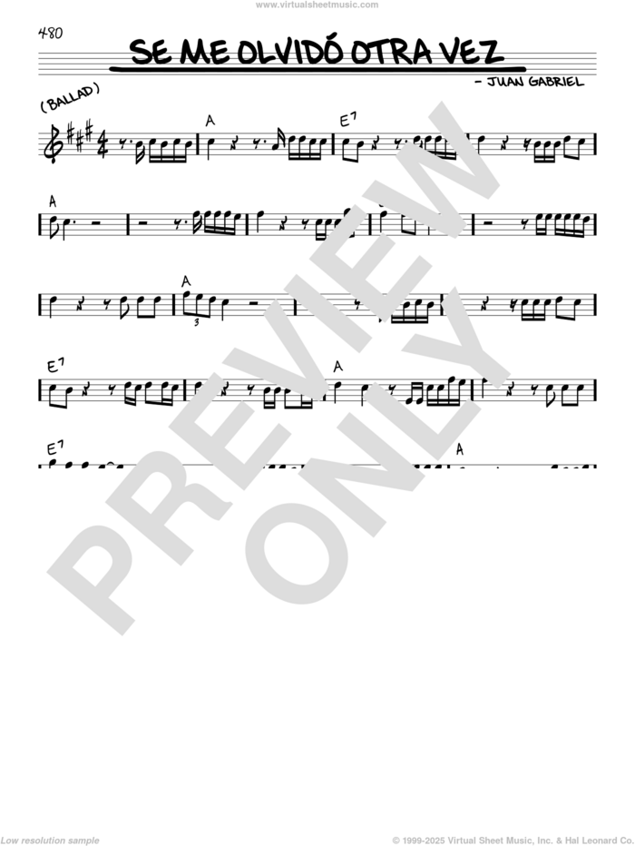 Se Me Olvido Otra Vez sheet music for voice and other instruments (real book) by Juan Gabriel, intermediate skill level