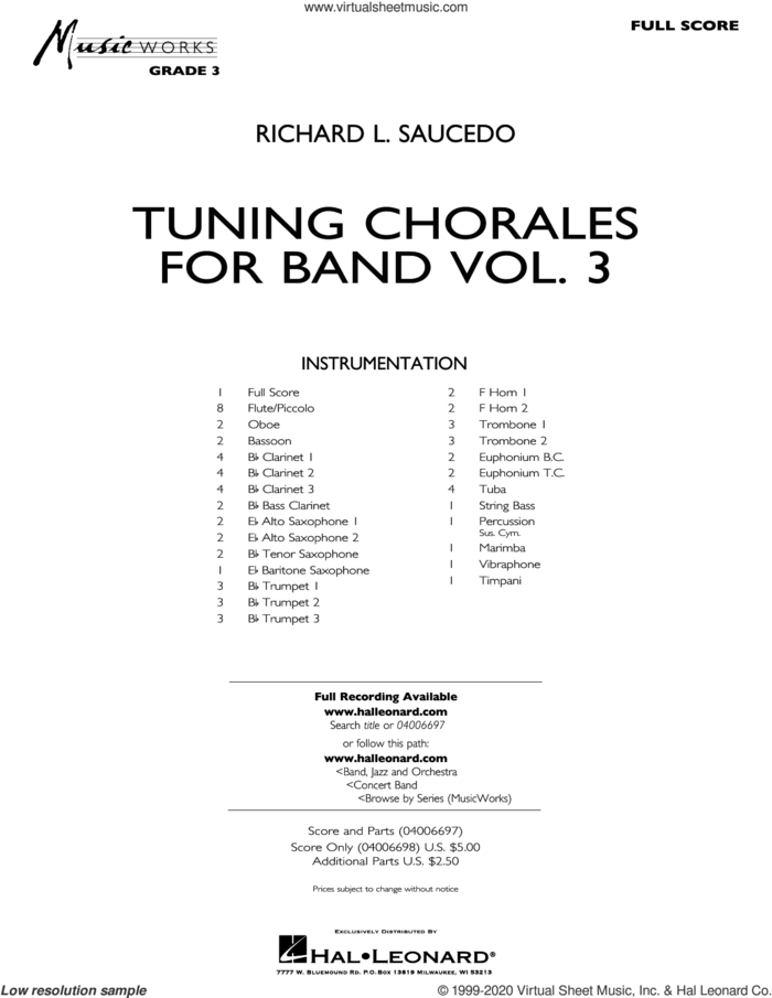 Tuning Chorales for Band Vol. 3 (COMPLETE) sheet music for concert band by Richard L. Saucedo, intermediate skill level