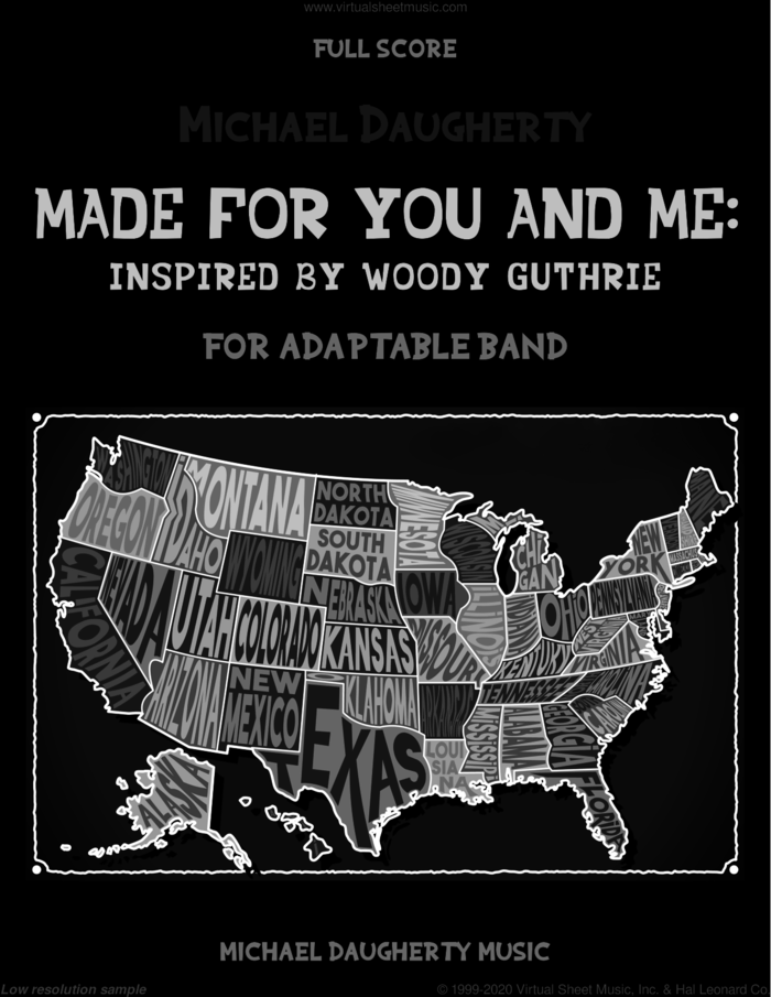 Made for You and Me: Inspired by Woody Guthrie (COMPLETE) sheet music for concert band by Michael Daugherty, intermediate skill level