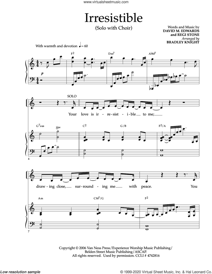 Irresistible (arr. Bradley Knight) sheet music for choir (SATB: soprano, alto, tenor, bass) by Regi Stone, Bradley Knight, David M. Edwards and David M. Edwards and Regi Stone, intermediate skill level