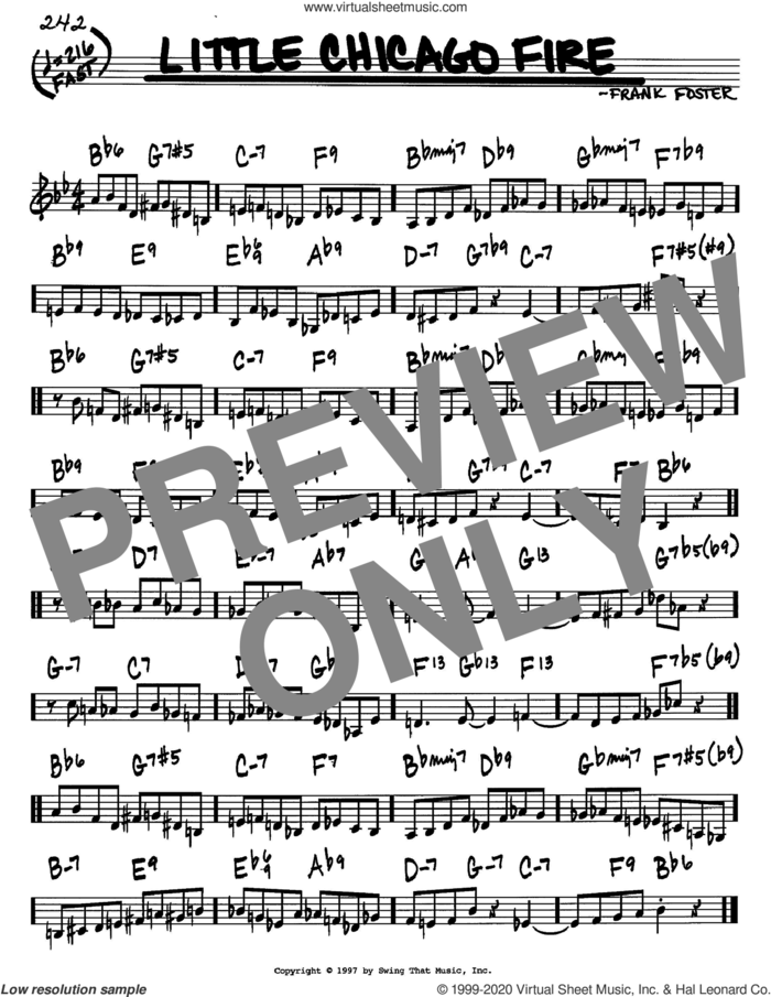 Little Chicago Fire sheet music for voice and other instruments (in C) by Frank Foster, intermediate skill level