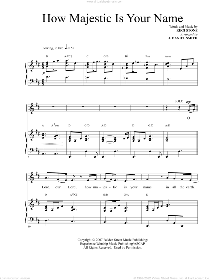 How Majestic Is Your Name (arr. J. Daniel Smith) sheet music for choir (SATB: soprano, alto, tenor, bass) by Regi Stone and J. Daniel Smith, intermediate skill level