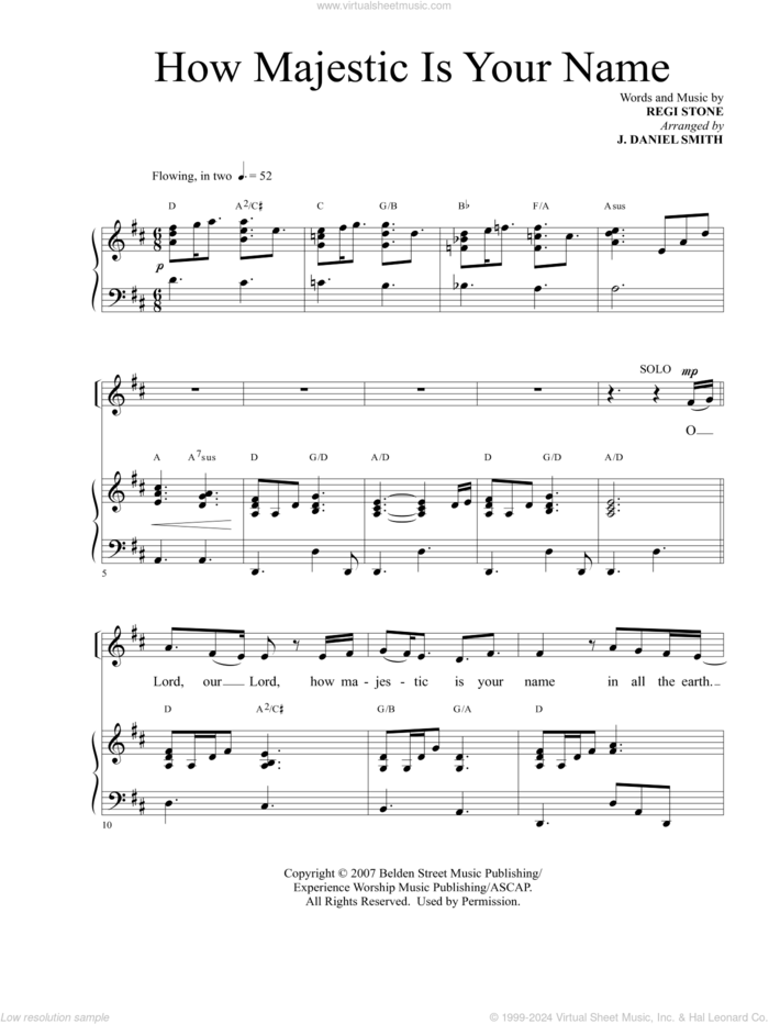 How Majestic Is Your Name (arr. J. Daniel Smith) sheet music for choir (SATB: soprano, alto, tenor, bass) by Regi Stone and J. Daniel Smith, intermediate skill level