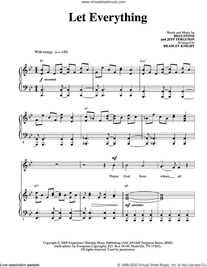Let Everything (arr. Bradley Knight) sheet music for voice and piano by Regi Stone, Bradley Knight, Jeff Ferguson and Regi Stone and Jeff Ferguson, intermediate skill level