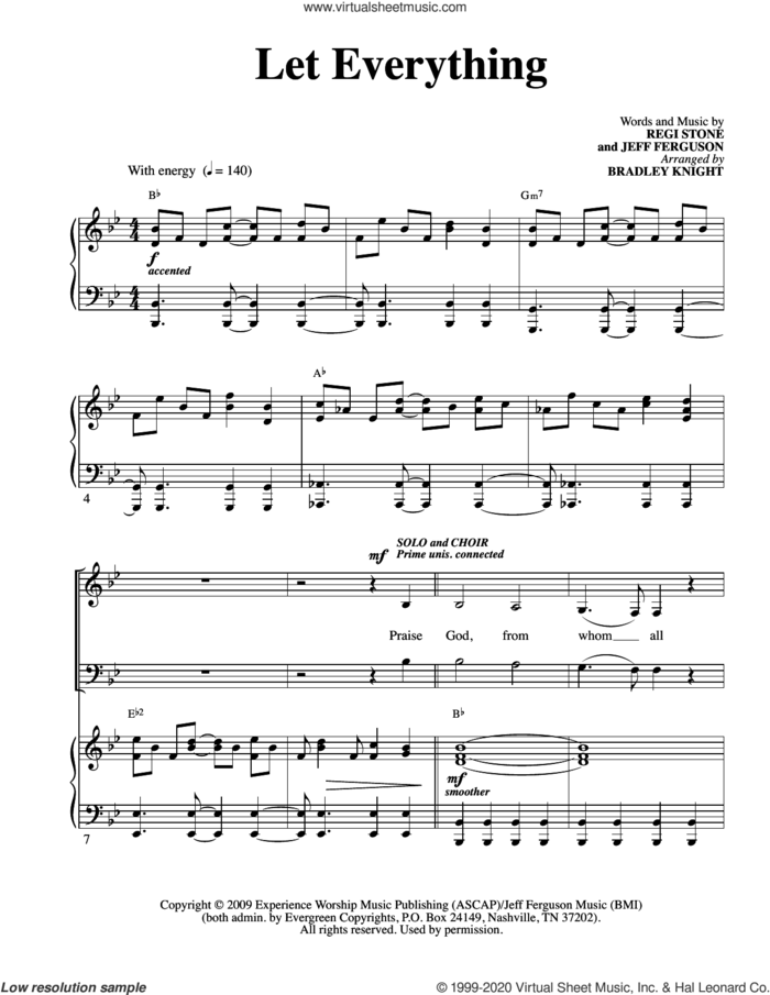Let Everything (arr. Bradley Knight) sheet music for choir (SATB: soprano, alto, tenor, bass) by Regi Stone, Bradley Knight, Jeff Ferguson and Regi Stone and Jeff Ferguson, intermediate skill level