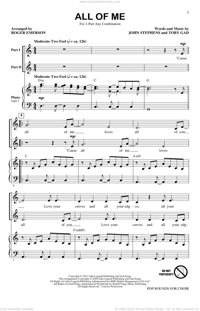 Pop Rounds for Choir sheet music for choir (2-Part) by Roger Emerson, intermediate duet